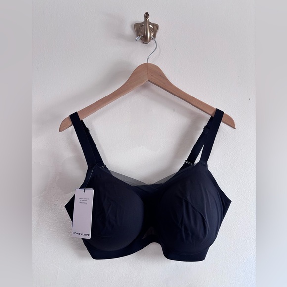 Honeylove NWT Black Seamless Support Bra with Mesh 36DDD - Picture 2 of 5